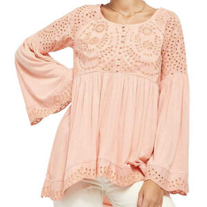 FREE PEOPLE Women's Flare Bell Sleeve Scoop Neck Top